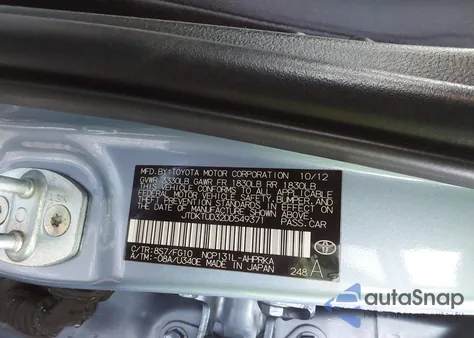 2013 Toyota Yaris Le из США, поврежденный, VIN JTDKTUD32DD549371